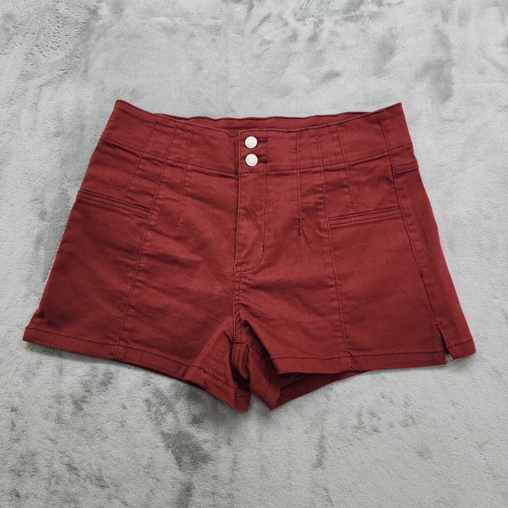 Vanilla Star Short Womens W31/13 Burgundy Red High Rise Double Button 3" Stretch